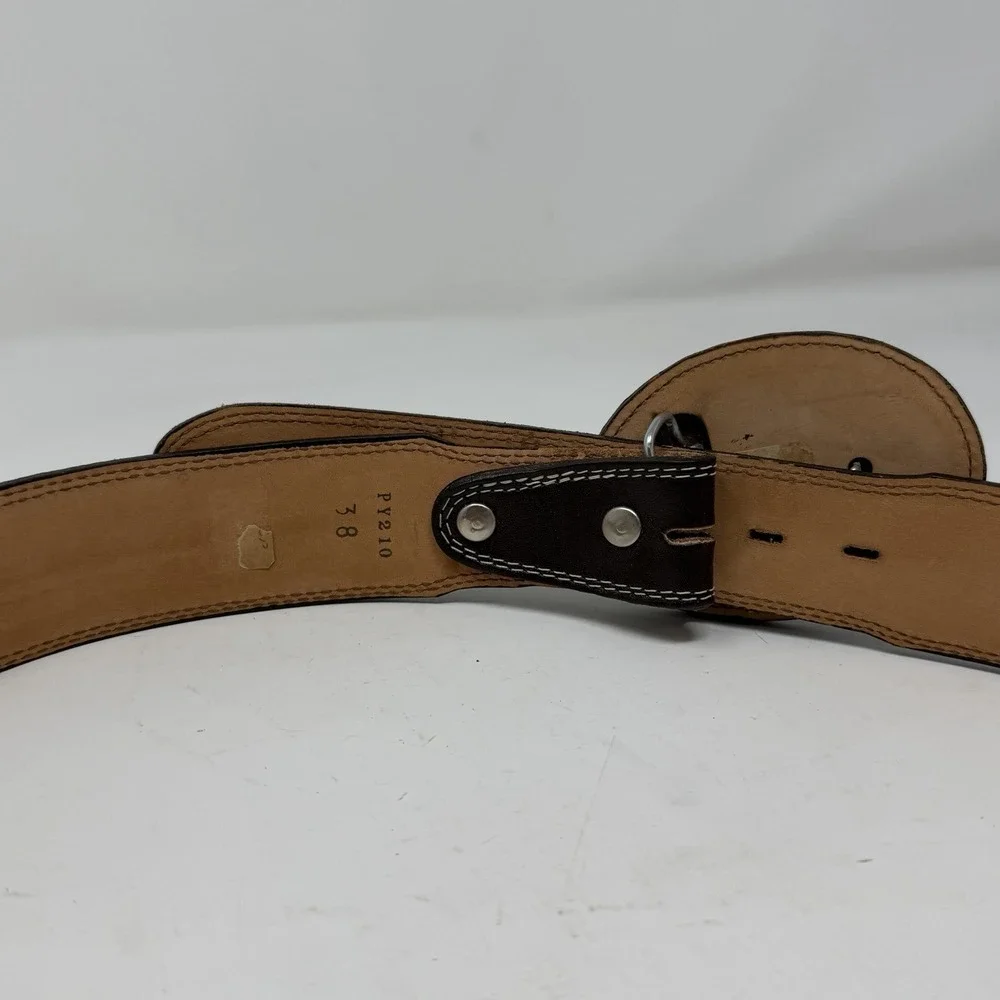 Men's Vintage Genuine Python Snakeskin Leather Belt Size 38 Inlay Covered Buckle